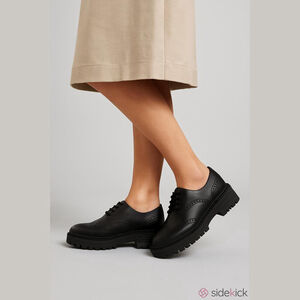 NIB Schuh Limor Real Leather Chunky Brogue Shoes Black UK 3 US 5 Platform